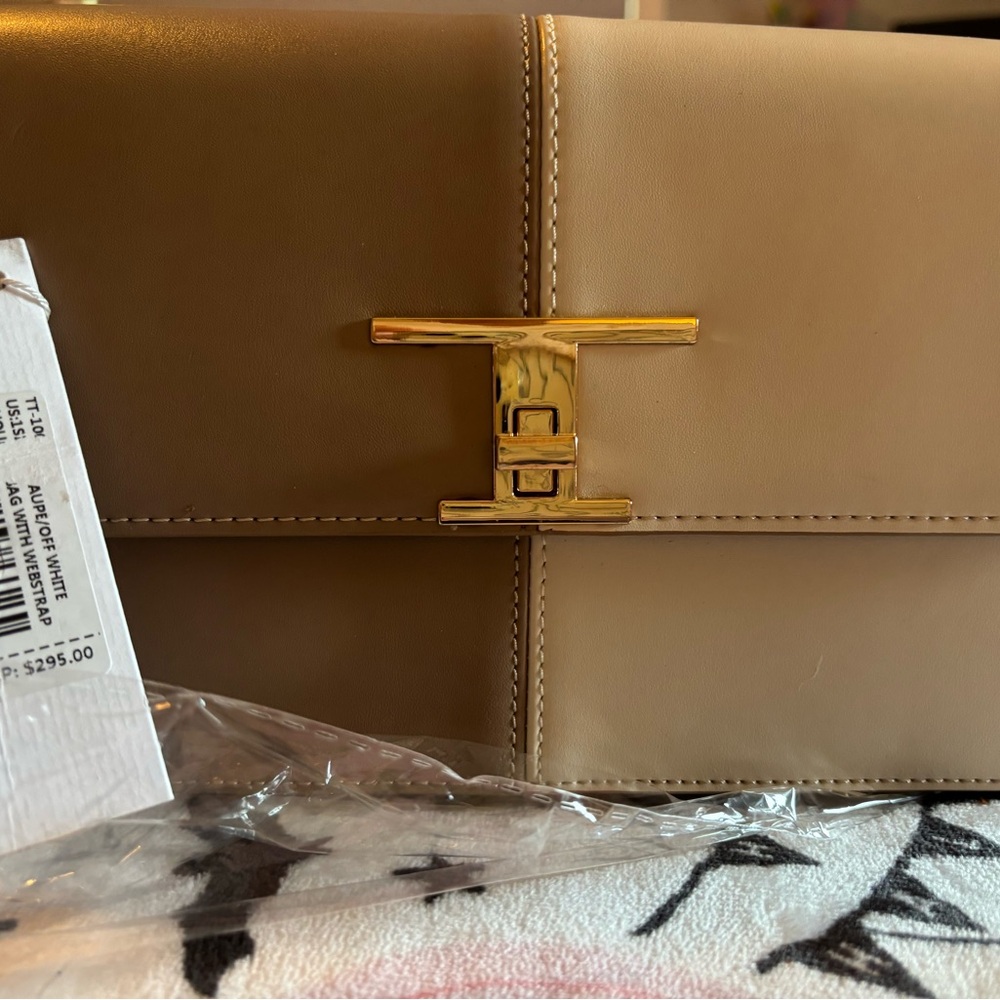 Trina Turk Tan Crossbody Bag with Gold Accent